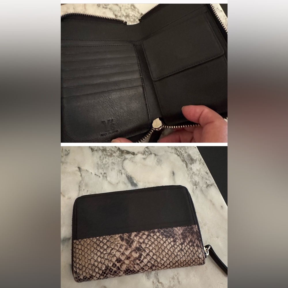 Yohji Yamamoto Black and Snakeskin Embossed Leather  Wallet